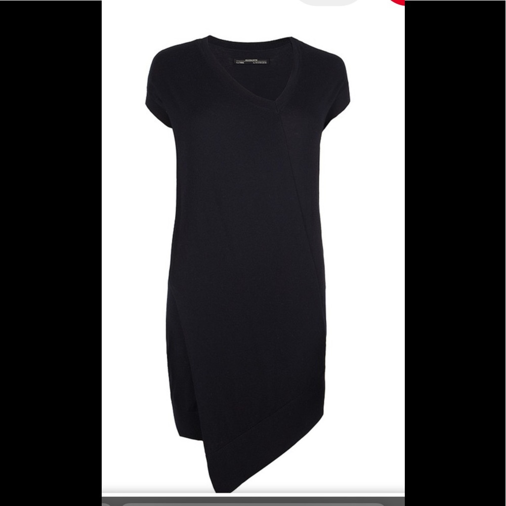 Like new AllSaints Teko black gray Asymmetrical Dress Sz 4 lightweight
